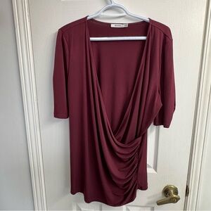 Ricki's Women's Burgundy 3/4 Sleeve Drape Blouse - Size XL - NWOT